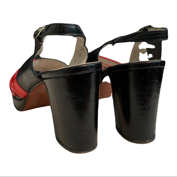 Vintage 50's black & red Leather sandals - Picture 4 of 4